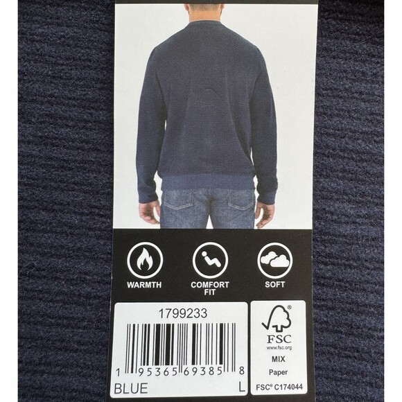 Gerry Stretch Fleece Crew Pullover Sweater Shirt Long Sleeve Mens Large Blue New - Picture 5 of 7